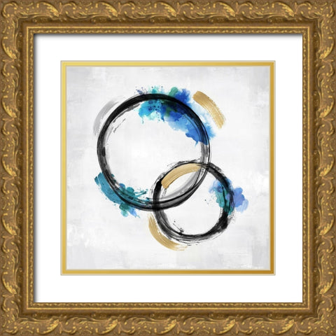 Circle Motion Blue II Gold Ornate Wood Framed Art Print with Double Matting by Harris, Natalie