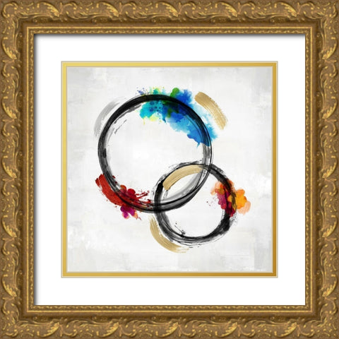Circle Motion II Gold Ornate Wood Framed Art Print with Double Matting by Harris, Natalie