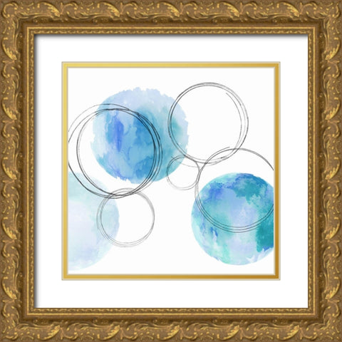 Circular Aqua II Gold Ornate Wood Framed Art Print with Double Matting by Harris, Natalie