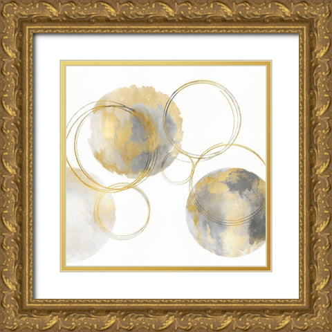 Circular Gray and Gold II Gold Ornate Wood Framed Art Print with Double Matting by Harris, Natalie
