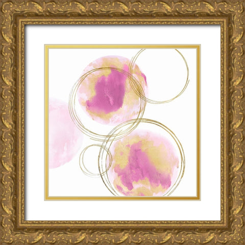 Circular Pink and Gold I Gold Ornate Wood Framed Art Print with Double Matting by Harris, Natalie