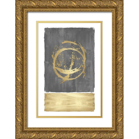 Inward Gray I Gold Ornate Wood Framed Art Print with Double Matting by Harris, Natalie