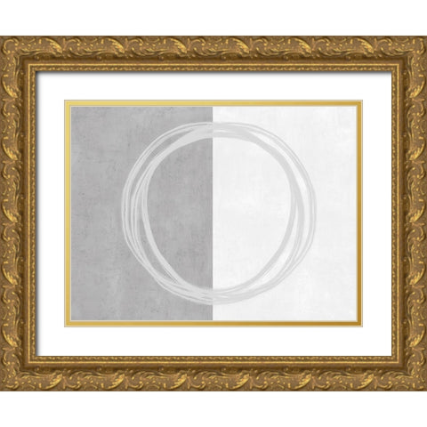 Circle Gray Gold Ornate Wood Framed Art Print with Double Matting by Harris, Natalie