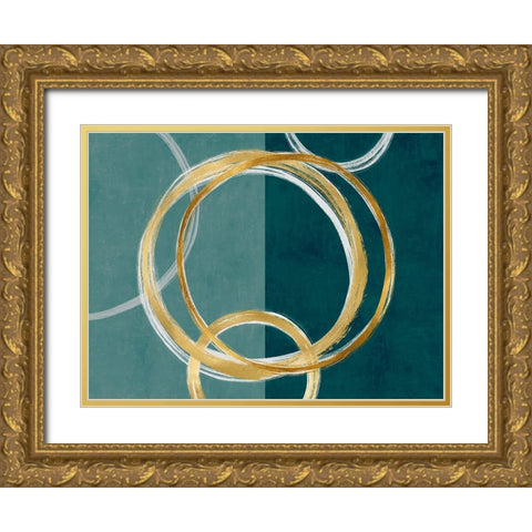 Unity Gold on Green I Gold Ornate Wood Framed Art Print with Double Matting by Harris, Natalie