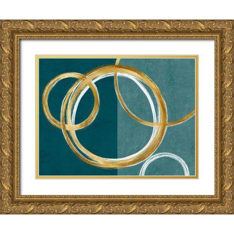 Unity Gold on Green II Gold Ornate Wood Framed Art Print with Double Matting by Harris, Natalie