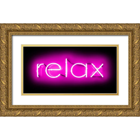 Neon Relax PB Gold Ornate Wood Framed Art Print with Double Matting by Carr, Hailey