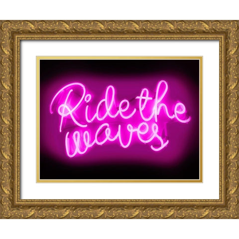 Neon Ride The Waves PB Gold Ornate Wood Framed Art Print with Double Matting by Carr, Hailey