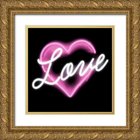 Neon Love PB Gold Ornate Wood Framed Art Print with Double Matting by Carr, Hailey