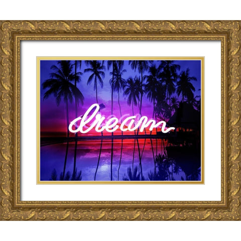 Neon Dream Beach PB Gold Ornate Wood Framed Art Print with Double Matting by Carr, Hailey