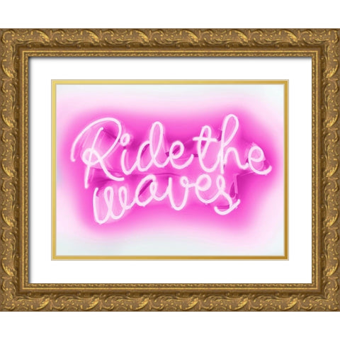 Neon Ride The Waves PW Gold Ornate Wood Framed Art Print with Double Matting by Carr, Hailey