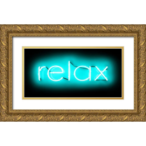 Neon Relax AB Gold Ornate Wood Framed Art Print with Double Matting by Carr, Hailey