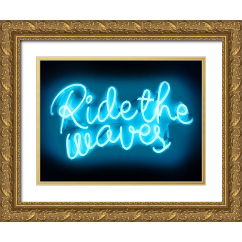 Neon Ride The Waves AB Gold Ornate Wood Framed Art Print with Double Matting by Carr, Hailey