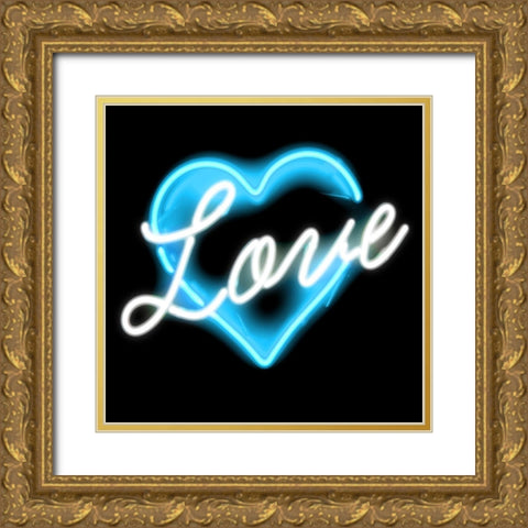 Neon Love AB Gold Ornate Wood Framed Art Print with Double Matting by Carr, Hailey
