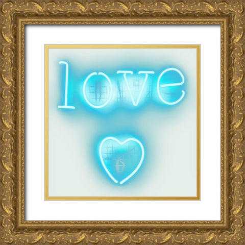 Neon Love Heart AW Gold Ornate Wood Framed Art Print with Double Matting by Carr, Hailey