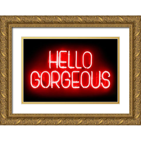 Neon Hello Gorgeous RB Gold Ornate Wood Framed Art Print with Double Matting by Carr, Hailey
