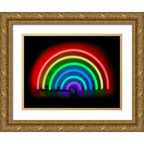 Neon Rainbow  Gold Ornate Wood Framed Art Print with Double Matting by Carr, Hailey
