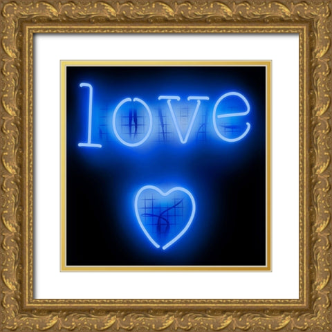 Neon Love Heart BB Gold Ornate Wood Framed Art Print with Double Matting by Carr, Hailey