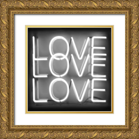 Neon Love Love Love WB Gold Ornate Wood Framed Art Print with Double Matting by Carr, Hailey