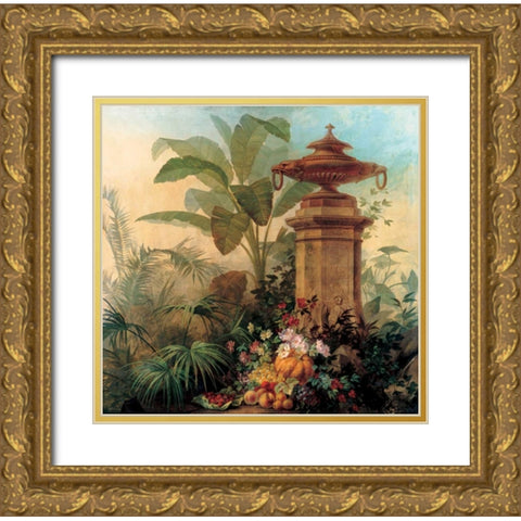 Flowers and Tropical Plants Gold Ornate Wood Framed Art Print with Double Matting by Capeinick, Jean