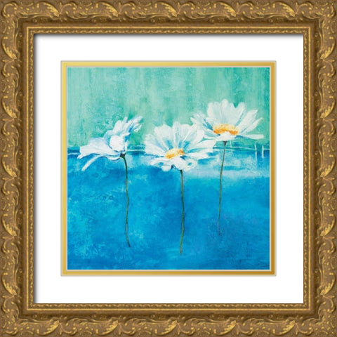 Fleurs d azur I Gold Ornate Wood Framed Art Print with Double Matting by Herbert, Isabelle