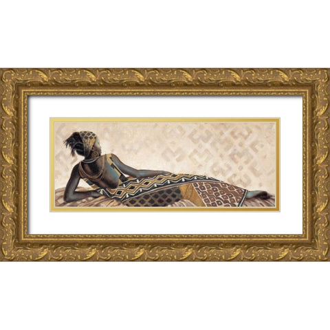 Femme Africaine V Gold Ornate Wood Framed Art Print with Double Matting by Leconte, Jacques