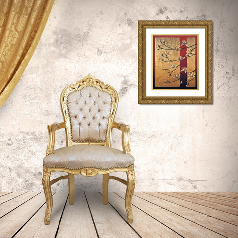 Magnolia Screen Gold Ornate Wood Framed Art Print with Double Matting by Deveraux, Jill