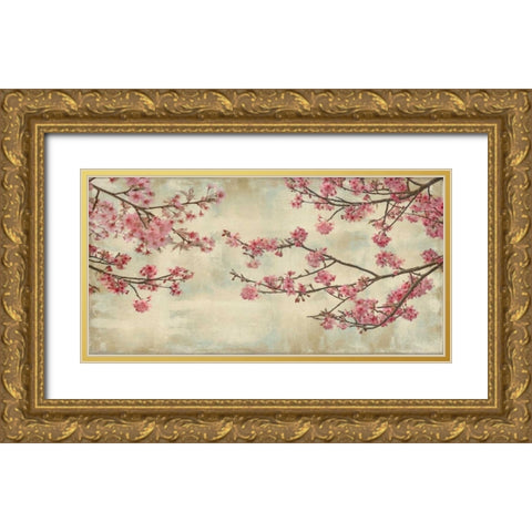 Cherry Blossoms Gold Ornate Wood Framed Art Print with Double Matting by Seba, John