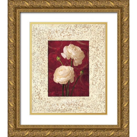 Ranunculus Gold Ornate Wood Framed Art Print with Double Matting by Seba, John