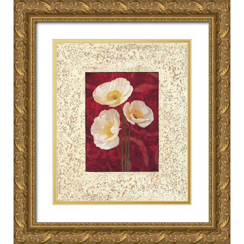 Poppies Gold Ornate Wood Framed Art Print with Double Matting by Seba, John