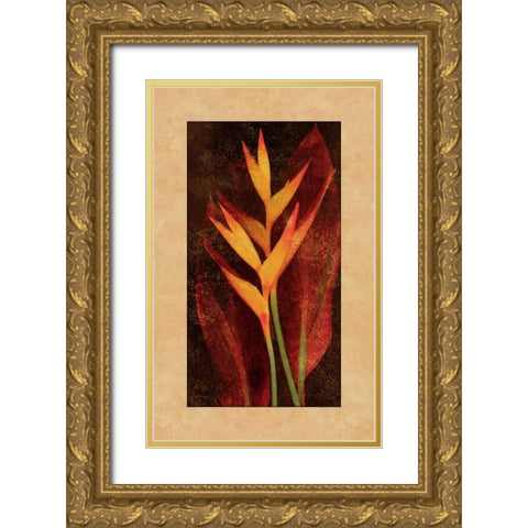 Heliconia Gold Ornate Wood Framed Art Print with Double Matting by Seba, John