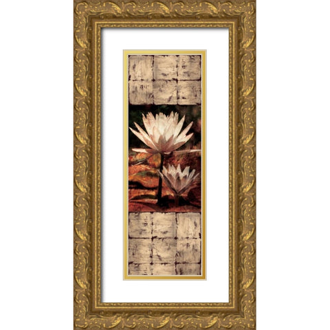 Waterlily Panel II Gold Ornate Wood Framed Art Print with Double Matting by Seba, John