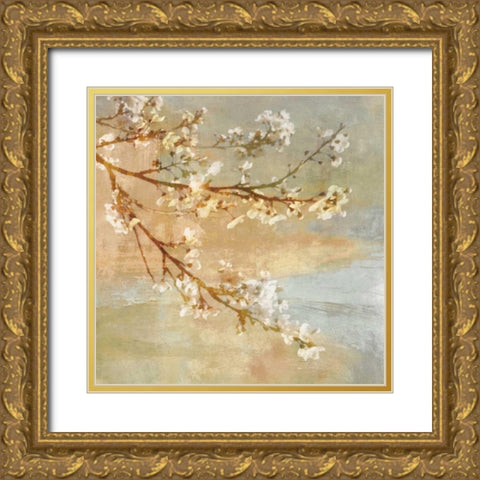 Blossoms OnThe Pond I Gold Ornate Wood Framed Art Print with Double Matting by Seba, John