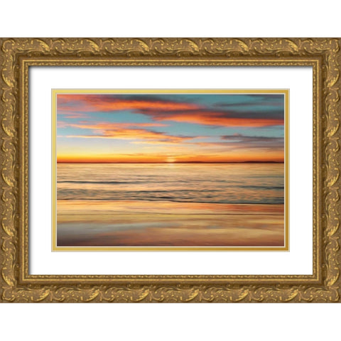 Surf and Sand Gold Ornate Wood Framed Art Print with Double Matting by Seba, John