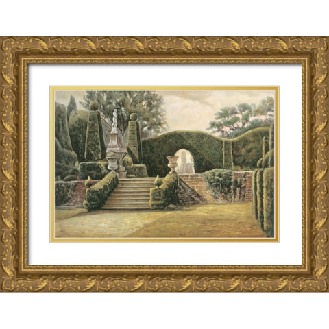 Steps to the Garden II Gold Ornate Wood Framed Art Print with Double Matting by Collins, Isabelle