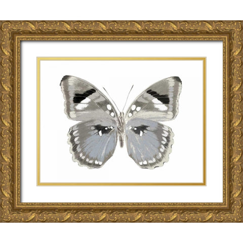 Butterfly in Grey II Gold Ornate Wood Framed Art Print with Double Matting by Bosco, Julia