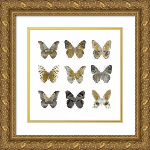 Butterfly Study in Gold I Gold Ornate Wood Framed Art Print with Double Matting by Bosco, Julia