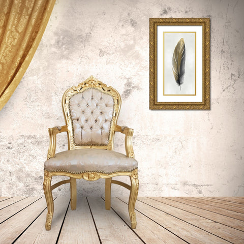 Gold Feather on Silver II Gold Ornate Wood Framed Art Print with Double Matting by Bosco, Julia