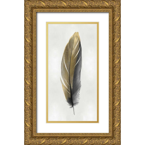 Gold Feather on Silver II Gold Ornate Wood Framed Art Print with Double Matting by Bosco, Julia