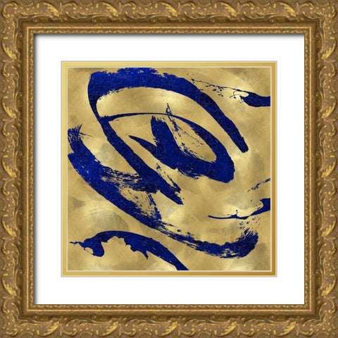 Feisty Blue on Gold Gold Ornate Wood Framed Art Print with Double Matting by Davila, Jordan