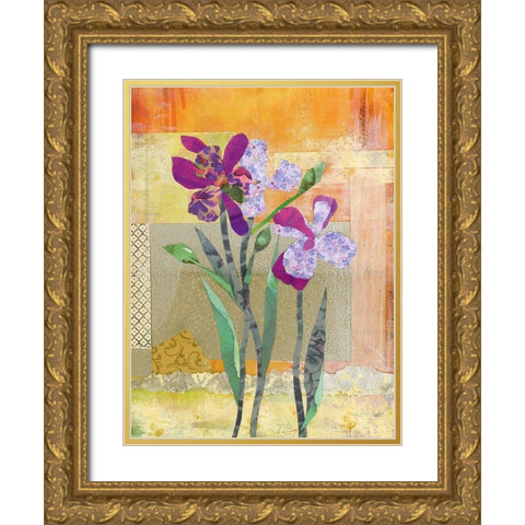 Iris V Gold Ornate Wood Framed Art Print with Double Matting by McGee, Jenny
