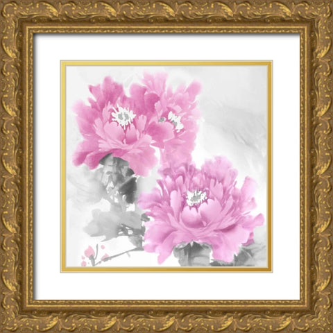 Flower Bloom in Pink II Gold Ornate Wood Framed Art Print with Double Matting by Stevens, Jesse