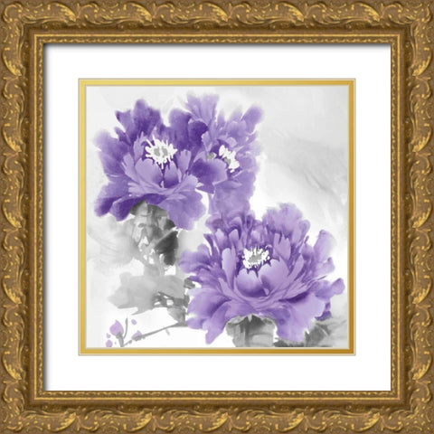 Flower Bloom in Amethyst I Gold Ornate Wood Framed Art Print with Double Matting by Stevens, Jesse