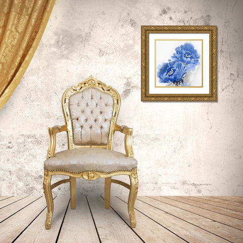 Flower Bloom in Indigo II Gold Ornate Wood Framed Art Print with Double Matting by Stevens, Jesse