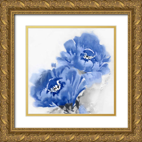 Flower Bloom in Indigo II Gold Ornate Wood Framed Art Print with Double Matting by Stevens, Jesse