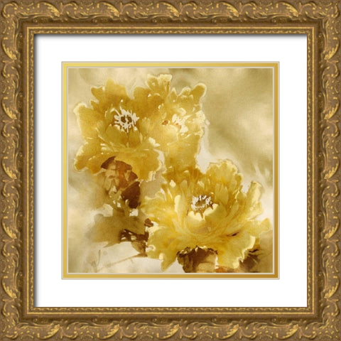 Flower Bloom on Gold I Gold Ornate Wood Framed Art Print with Double Matting by Stevens, Jesse