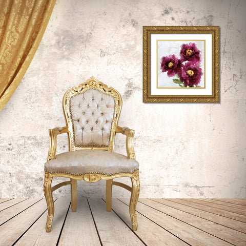 Burgundy Bloom II Gold Ornate Wood Framed Art Print with Double Matting by Stevens, Jesse