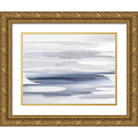 Beyond in Blue Gold Ornate Wood Framed Art Print with Double Matting by Hanson, Jackie