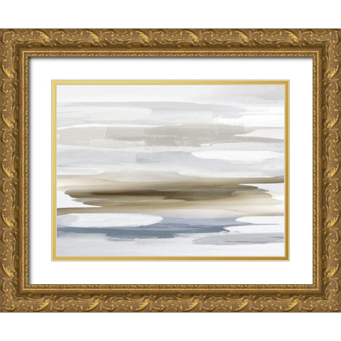Beyond in Neutral Gold Ornate Wood Framed Art Print with Double Matting by Hanson, Jackie