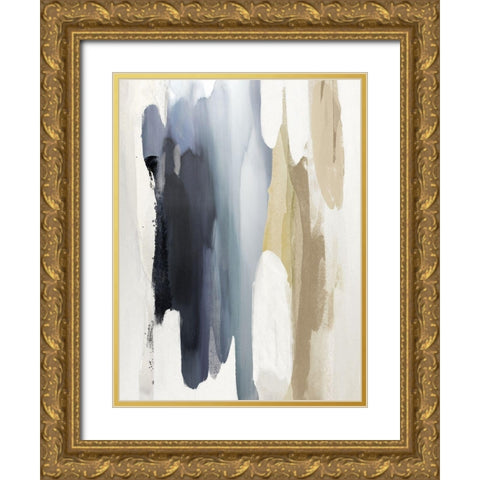 Converge Blue and Tan Gold Ornate Wood Framed Art Print with Double Matting by Hanson, Jackie