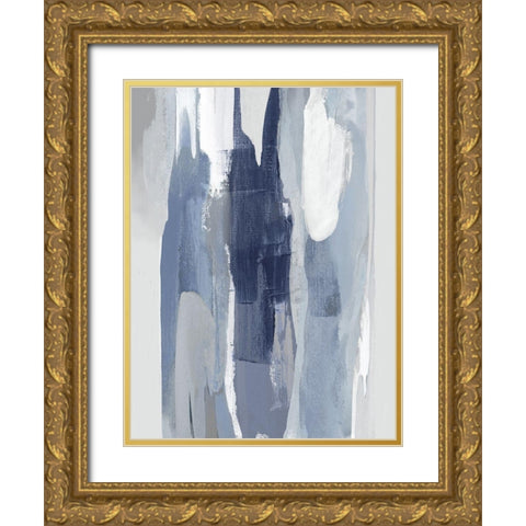 Converge Blue I Gold Ornate Wood Framed Art Print with Double Matting by Hanson, Jackie